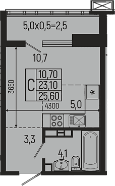 Продается 1-комн. квартира, 23.1 м²