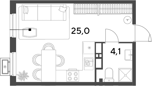 Продается 1-комн. квартира, 29.1 м²