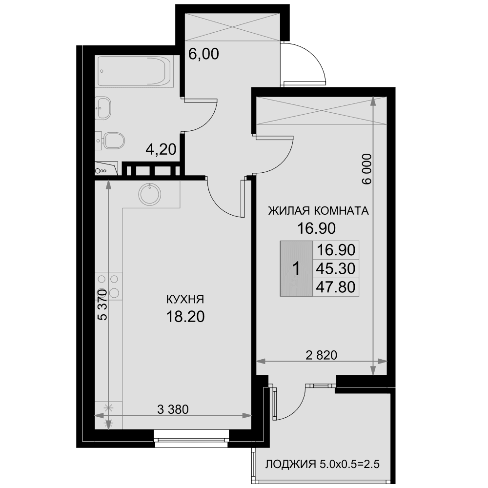Продается 2-комн. квартира, 45.3 м²