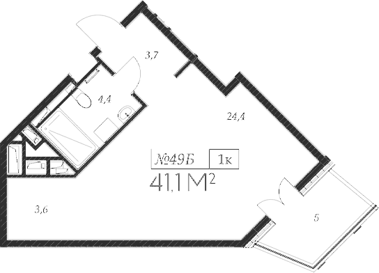 Продается 1-комн. квартира, 36.1 м²