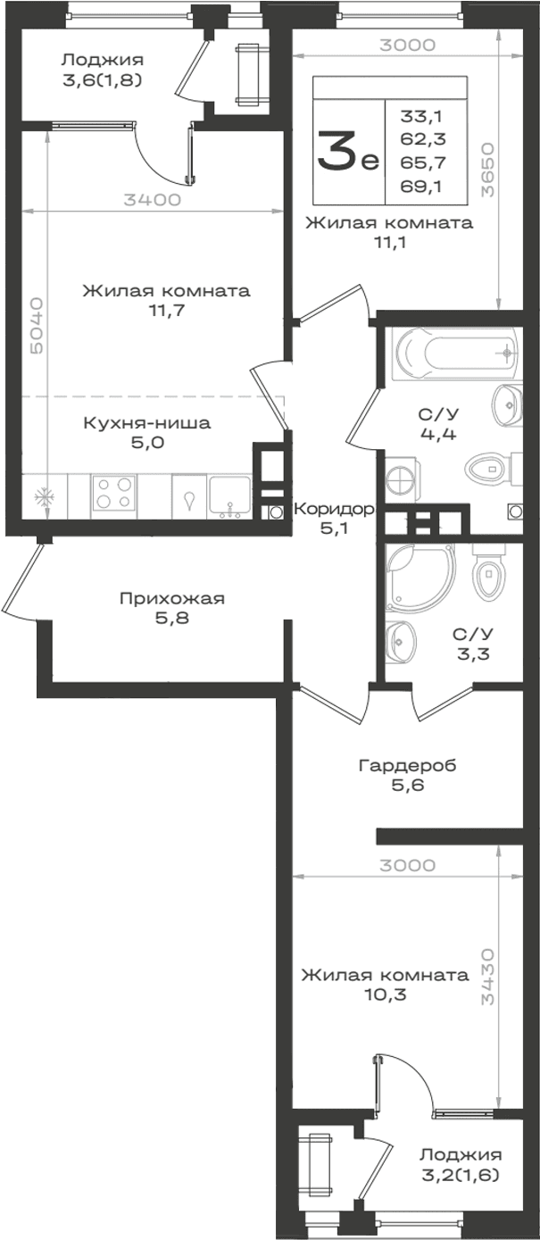 Продается 3-комн. квартира, 62.3 м²