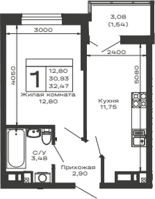 Продается 1-комн. квартира, 30.93 м²