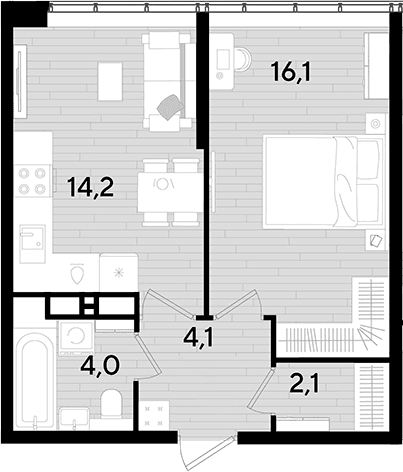 Продается 1-комн. квартира, 39.3 м²
