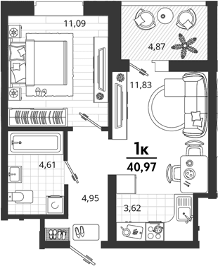 Продается 1-комн. квартира, 36.1 м²