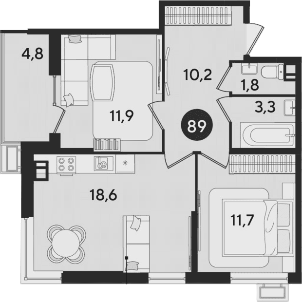Продается 3-комн. квартира, 57.5 м²