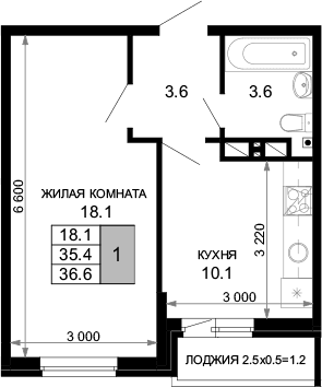 Продается 1-комн. квартира, 35.4 м²