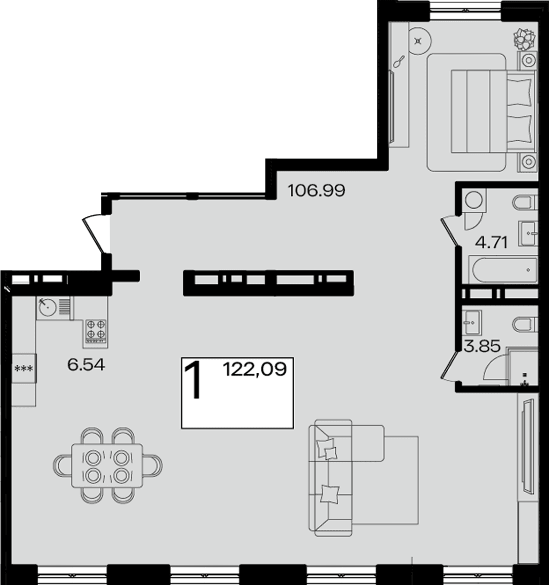 Продается 1-комн. квартира, 120.96 м²