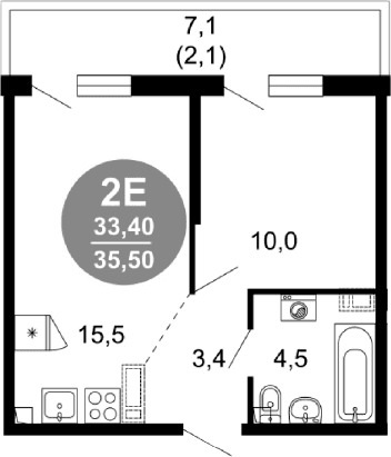 Продается 2-комн. квартира, 33.4 м²