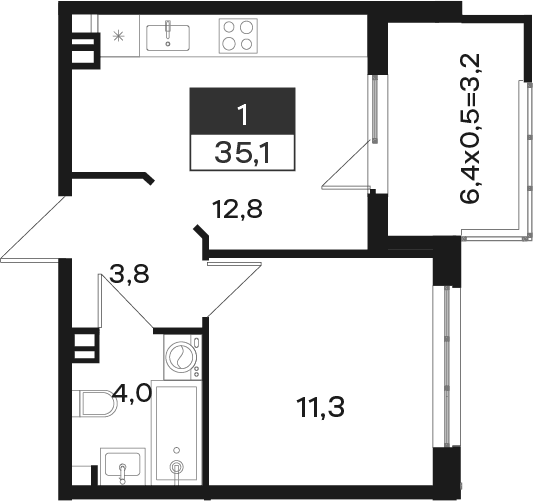 Продается 1-комн. квартира, 31.9 м²