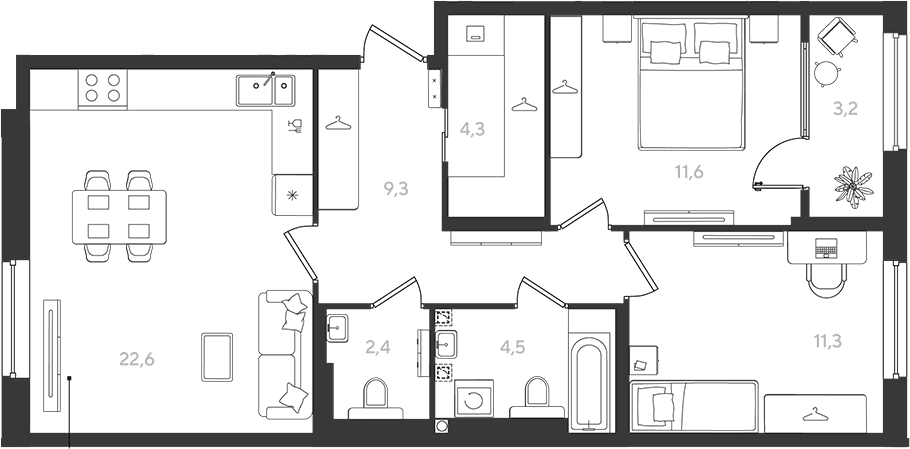 Продается 2-комн. квартира, 66 м²
