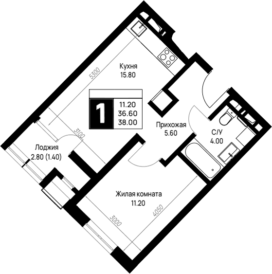 Продается 1-комн. квартира, 36.6 м²