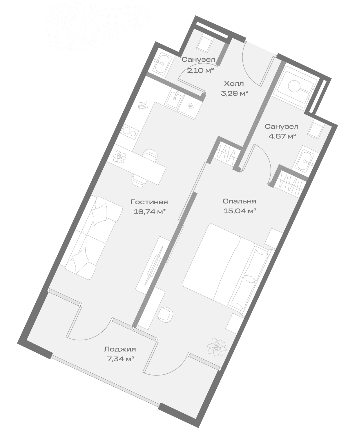 Продается 1-комн. квартира, 41.83 м²