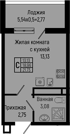Продается 1-комн. квартира, 18.96 м²