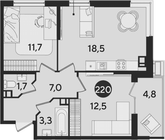 Продается 3-комн. квартира, 54.7 м²