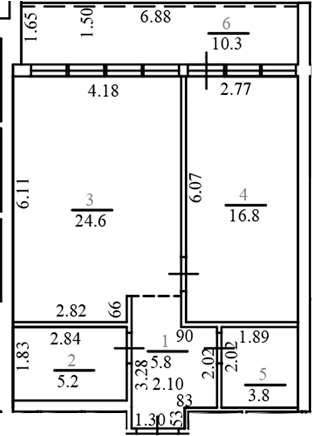 Продается 2-комн. квартира, 56.2 м²