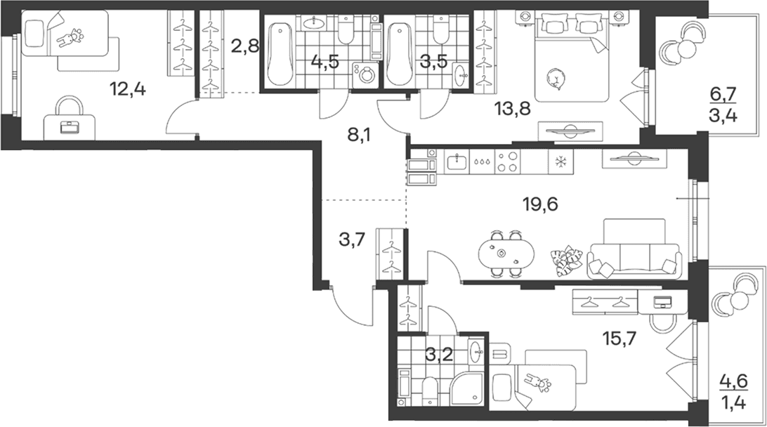 Продается 4-комн. квартира, 87.3 м²
