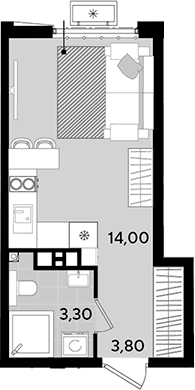 Продается 1-комн. квартира, 21.1 м²