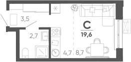 Продается 1-комн. квартира, 19.6 м²