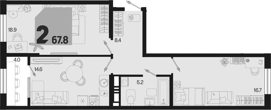 Продается 2-комн. квартира, 63.8 м²