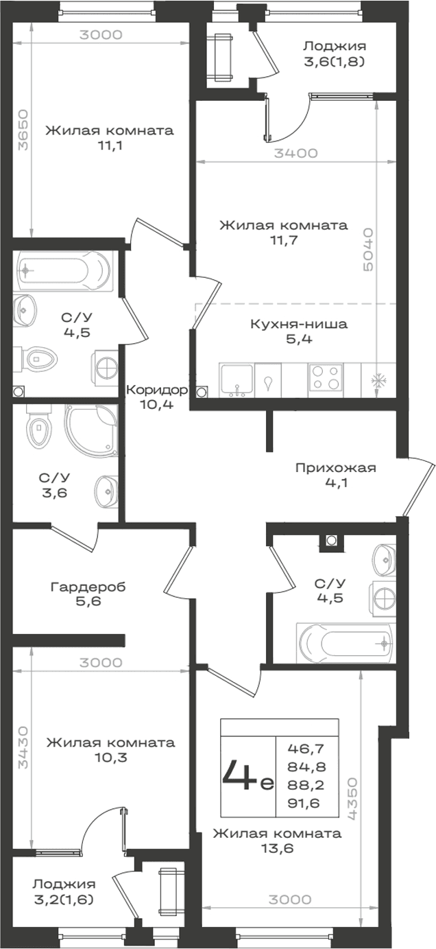 Продается 4-комн. квартира, 84.8 м²