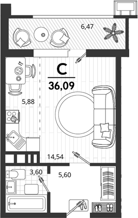 Продается 1-комн. квартира, 29.62 м²