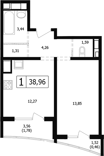 Продается 1-комн. квартира, 34.36 м²