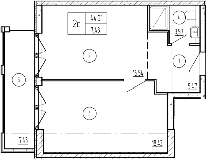 Продается 1-комн. квартира, 41.78 м²