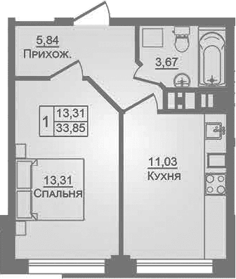 Продается 1-комн. квартира, 33.9 м²