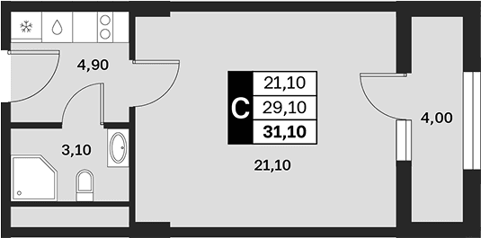 Продается 1-комн. квартира, 29.1 м²