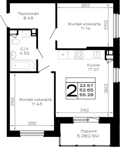 Продается 2-комн. квартира, 52.65 м²