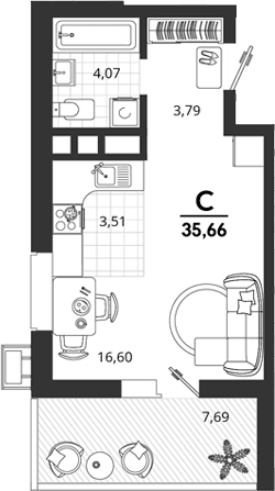 Продается 1-комн. квартира, 27.97 м²