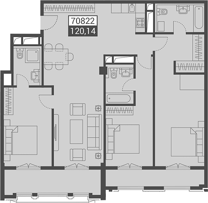 Продается 1-комн. квартира, 120.14 м²