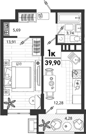 Продается 1-комн. квартира, 35.62 м²