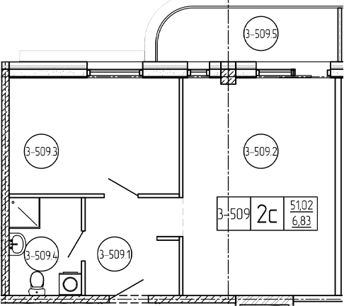 Продается 1-комн. квартира, 50.5 м²