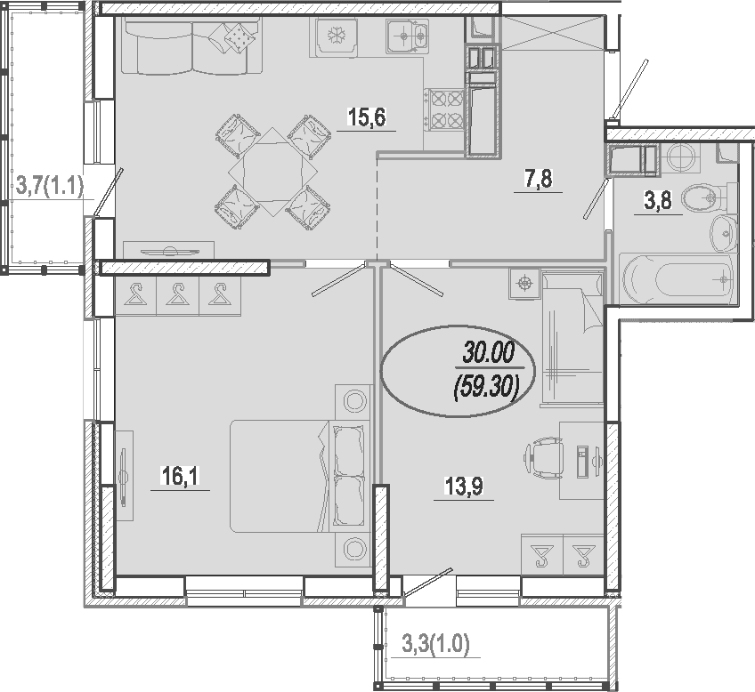 Продается 3-комн. квартира, 57.2 м²