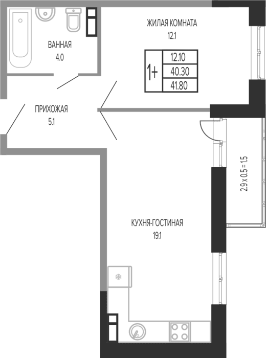 Продается 2-комн. квартира, 40.3 м²