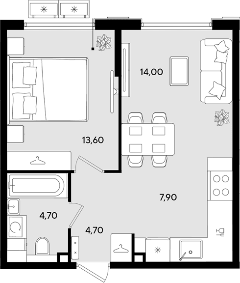 Продается 2-комн. квартира, 44.9 м²
