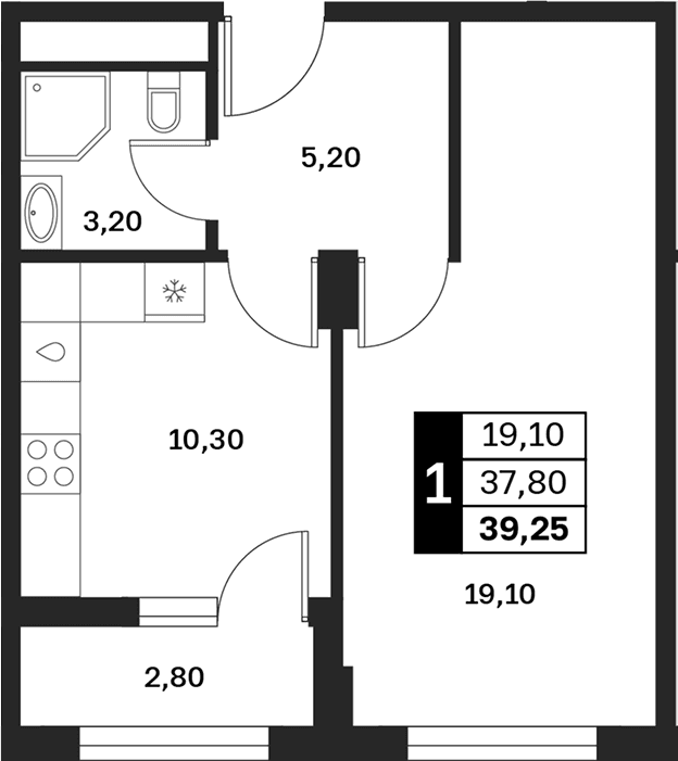 Продается 1-комн. квартира, 37.85 м²