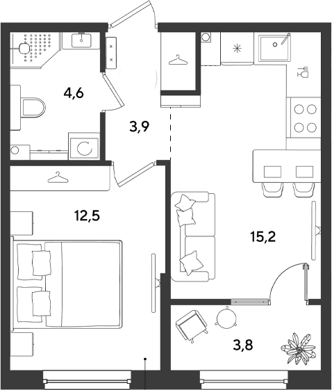Продается 1-комн. квартира, 36.2 м²