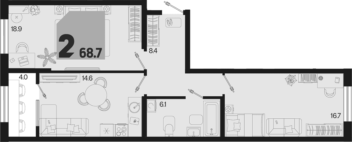 Продается 2-комн. квартира, 64.7 м²