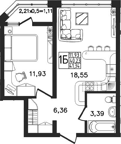 Продается 2-комн. квартира, 40.23 м²