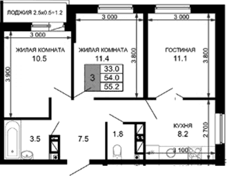 Продается 3-комн. квартира, 54 м²