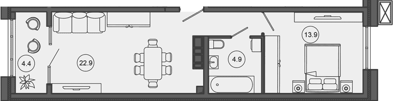 Продается 2-комн. квартира, 41.7 м²