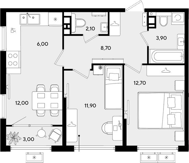 Продается 3-комн. квартира, 57.3 м²
