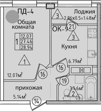 Продается 1-комн. квартира, 29.32 м²