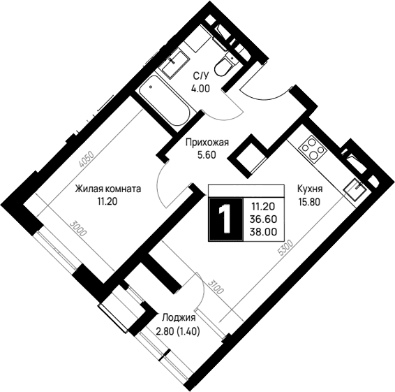 Продается 1-комн. квартира, 36.6 м²