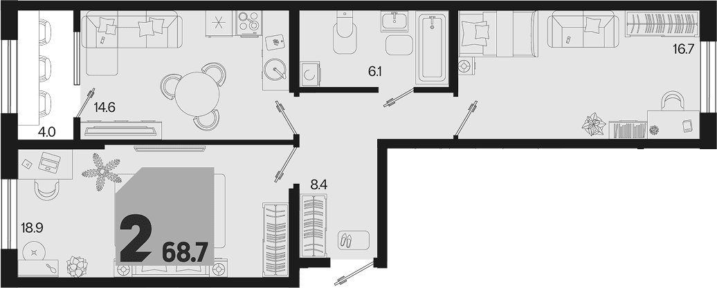 Продается 2-комн. квартира, 64.7 м²