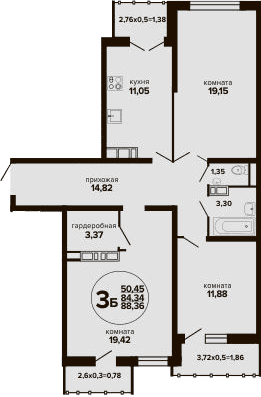 Продается 3-комн. квартира, 84.34 м²