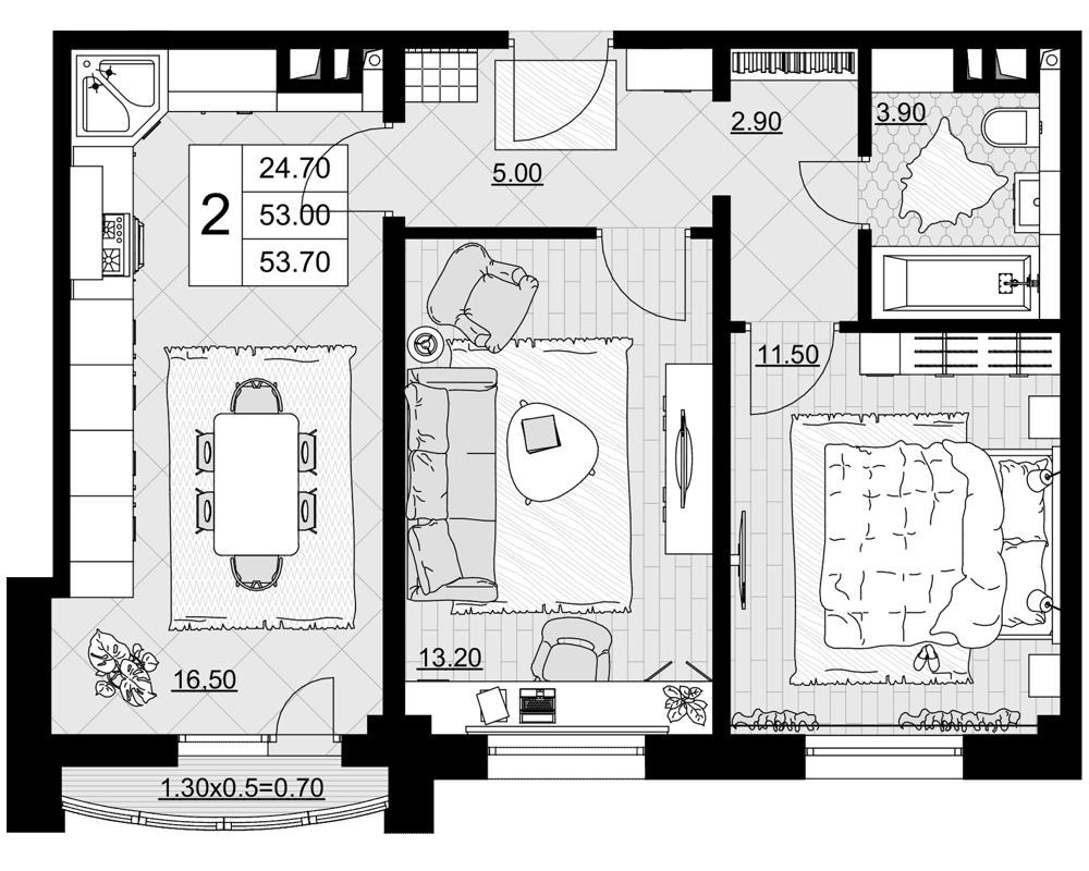 Продается 2-комн. квартира, 53 м²