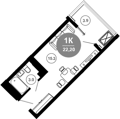 Продается 1-комн. квартира, 19.4 м²